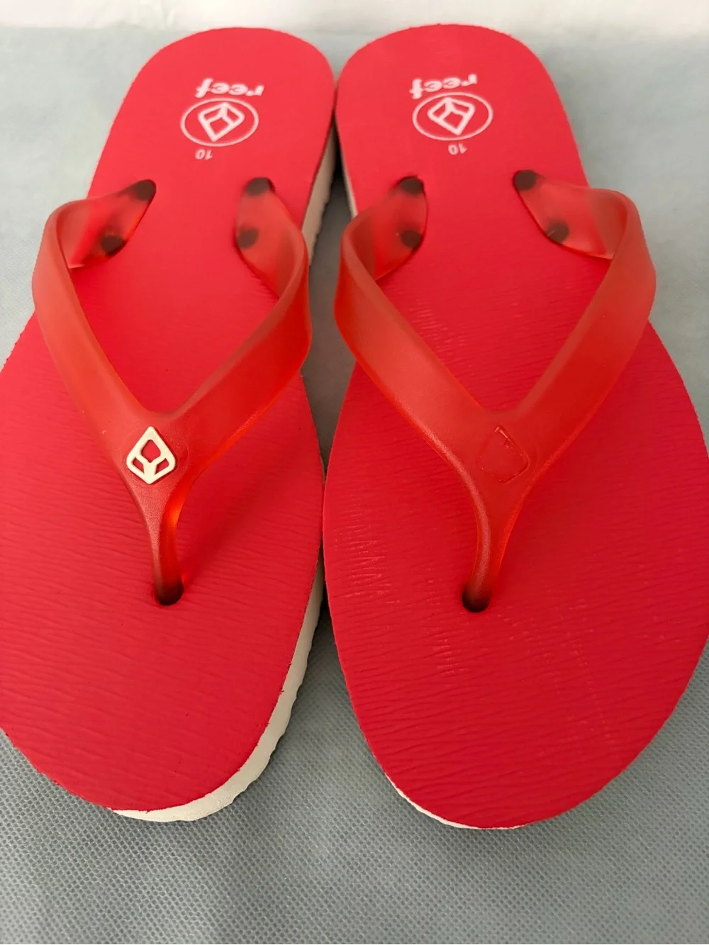 Reef Men’s Size 10 Red Platform Flip Flops Missing Front Logo Lightly Used(B224)